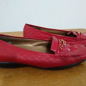 Women's Red Leather Bellini Flats Size 9W